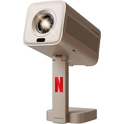 E GATE Atom 4X+ Fully Automatic Projector 4k Ultra HD | Whale TV+ Live TV on Android | Brightest 400 ISO | Native 1080p, Netflix, Prime | USB-HDMI ARC+CEC | HDR+HLG | WiFi 6, BT, Egate mini Projectors